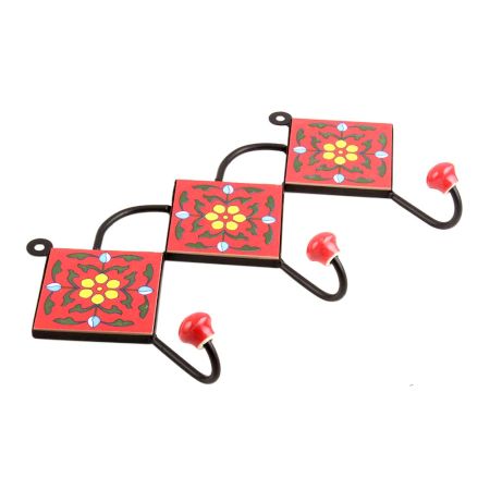 Red Yellow Floral Tiles Hook